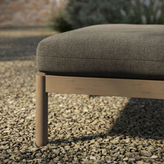 Eleni Weathered Gray Flint Square Outdoor Patio Teak Wood Ottoman - Ornate Home