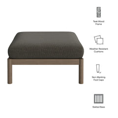 Eleni Weathered Gray Flint Square Outdoor Patio Teak Wood Ottoman - Ornate Home