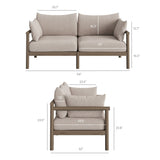 Eleni Weathered Gray/Pebble 2-Piece Outdoor Patio Teak Wood Loveseat with Ottoman Set - Ornate Home