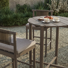 Eleni Weathered Gray/Pebble 3-Piece Outdoor Patio Teak Wood Bar Set - Ornate Home