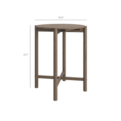 Eleni Weathered Gray/Pebble 3-Piece Outdoor Patio Teak Wood Bar Set - Ornate Home
