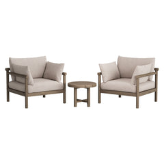 Eleni Weathered Gray/Pebble 3-Piece Outdoor Patio Teak Wood Furniture Set - Ornate Home