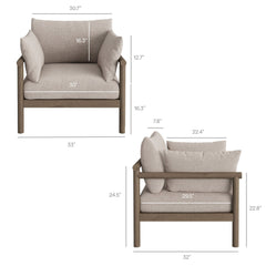 Eleni Weathered Gray/Pebble 3-Piece Outdoor Patio Teak Wood Furniture Set - Ornate Home