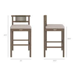 Eleni Weathered Gray/Pebble 5-Piece Outdoor Patio Teak Wood Bar Set - Ornate Home