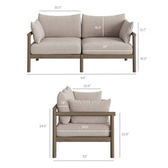 Eleni Weathered Gray/Pebble 5-Piece Outdoor Patio Teak Wood Furniture Set - Ornate Home