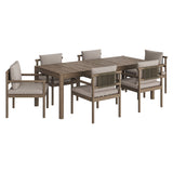 Eleni Weathered Gray/Pebble 7 Piece Outdoor Patio Teak Wood Dining Set - Ornate Home