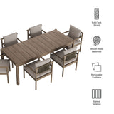 Eleni Weathered Gray/Pebble 7 Piece Outdoor Patio Teak Wood Dining Set - Ornate Home