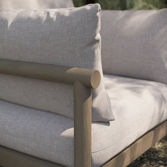 Eleni Weathered Gray/Pebble Outdoor Patio Teak Wood Armchair - Ornate Home