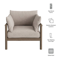 Eleni Weathered Gray/Pebble Outdoor Patio Teak Wood Armchair - Ornate Home