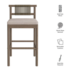 Eleni Weathered Gray/Pebble Outdoor Patio Teak Wood Bar Stools (Set of 2) - Ornate Home