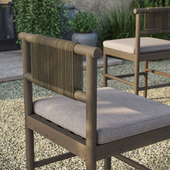 Eleni Weathered Gray/Pebble Outdoor Patio Teak Wood Counter Stools (Set of 2) - Ornate Home