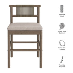Eleni Weathered Gray/Pebble Outdoor Patio Teak Wood Counter Stools (Set of 2) - Ornate Home