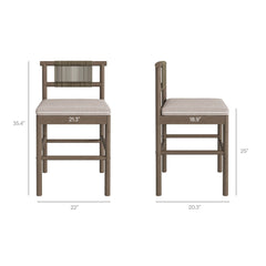 Eleni Weathered Gray/Pebble Outdoor Patio Teak Wood Counter Stools (Set of 2) - Ornate Home