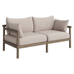 Eleni Weathered Gray/Pebble Outdoor Patio Teak Wood Loveseat - Ornate Home