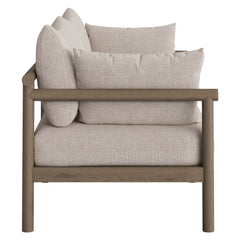 Eleni Weathered Gray/Pebble Outdoor Patio Teak Wood Loveseat - Ornate Home