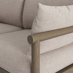 Eleni Weathered Gray/Pebble Outdoor Patio Teak Wood Loveseat - Ornate Home