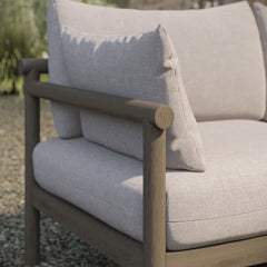 Eleni Weathered Gray/Pebble Outdoor Patio Teak Wood Loveseat - Ornate Home