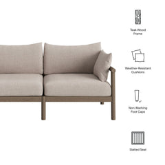 Eleni Weathered Gray/Pebble Outdoor Patio Teak Wood Loveseat - Ornate Home