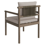 Eleni Weathered Gray/Pebble Outdoor Patio Teak Wood Rope Dining Chair - Ornate Home