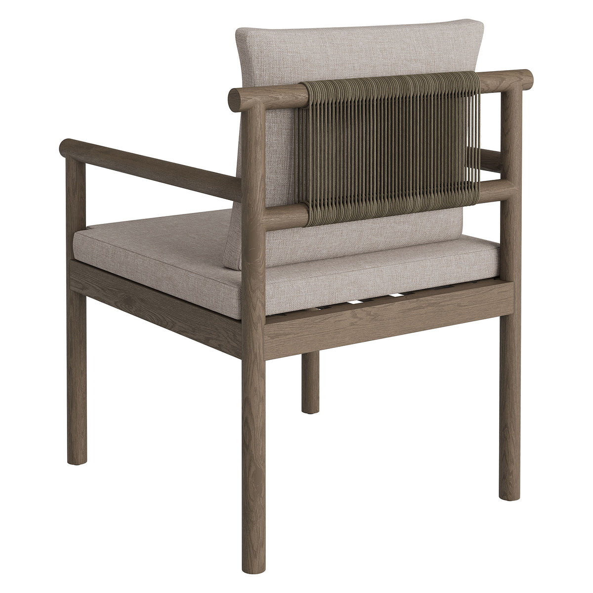 Eleni Weathered Gray/Pebble Outdoor Patio Teak Wood Rope Dining Chair - Ornate Home