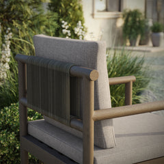 Eleni Weathered Gray/Pebble Outdoor Patio Teak Wood Rope Dining Chair - Ornate Home