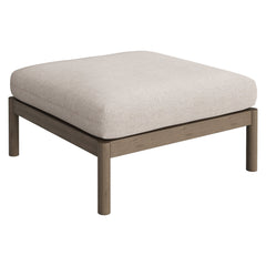 Eleni Weathered Gray/Pebble Square Outdoor Patio Teak Wood Ottoman - Ornate Home
