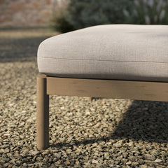 Eleni Weathered Gray/Pebble Square Outdoor Patio Teak Wood Ottoman - Ornate Home