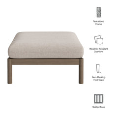 Eleni Weathered Gray/Pebble Square Outdoor Patio Teak Wood Ottoman - Ornate Home