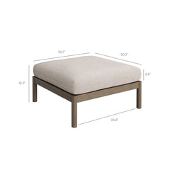Eleni Weathered Gray/Pebble Square Outdoor Patio Teak Wood Ottoman - Ornate Home