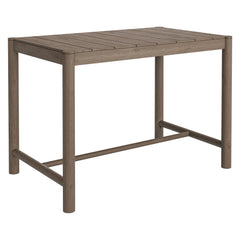 Eleni Weathered Gray Rectangle 56-Inch Outdoor Patio Teak Wood Rectangular Bar Table - Ornate Home