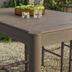Eleni Weathered Gray Rectangle 56-Inch Outdoor Patio Teak Wood Rectangular Bar Table - Ornate Home