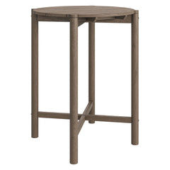 Eleni Weathered Gray Round 35 Inch Outdoor Patio Teak Wood Round Bar Table - Ornate Home