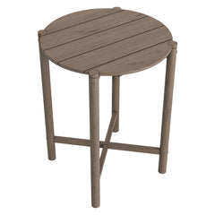 Eleni Weathered Gray Round 35 Inch Outdoor Patio Teak Wood Round Bar Table - Ornate Home