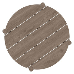 Eleni Weathered Gray Round 35 Inch Outdoor Patio Teak Wood Round Bar Table - Ornate Home