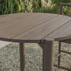 Eleni Weathered Gray Round 35 Inch Outdoor Patio Teak Wood Round Bar Table - Ornate Home