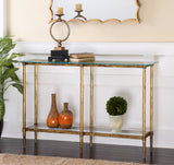 Elenio Gold Glass Console Table - Ornate Home