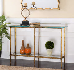 Elenio Gold Glass Console Table - Ornate Home