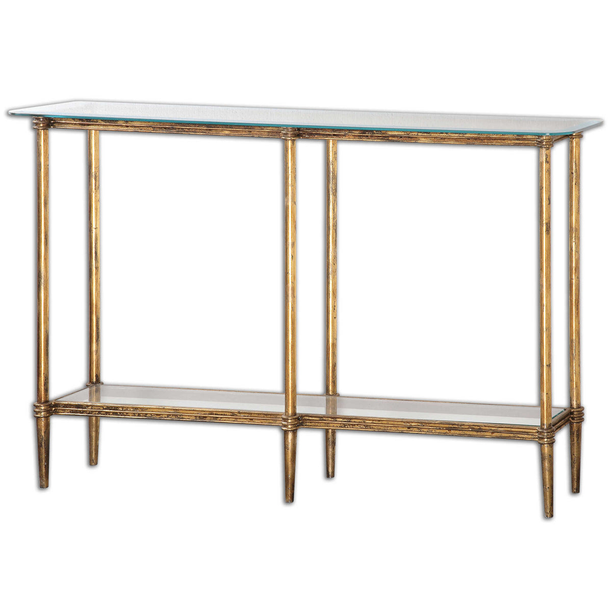 Elenio Gold Glass Console Table - Ornate Home