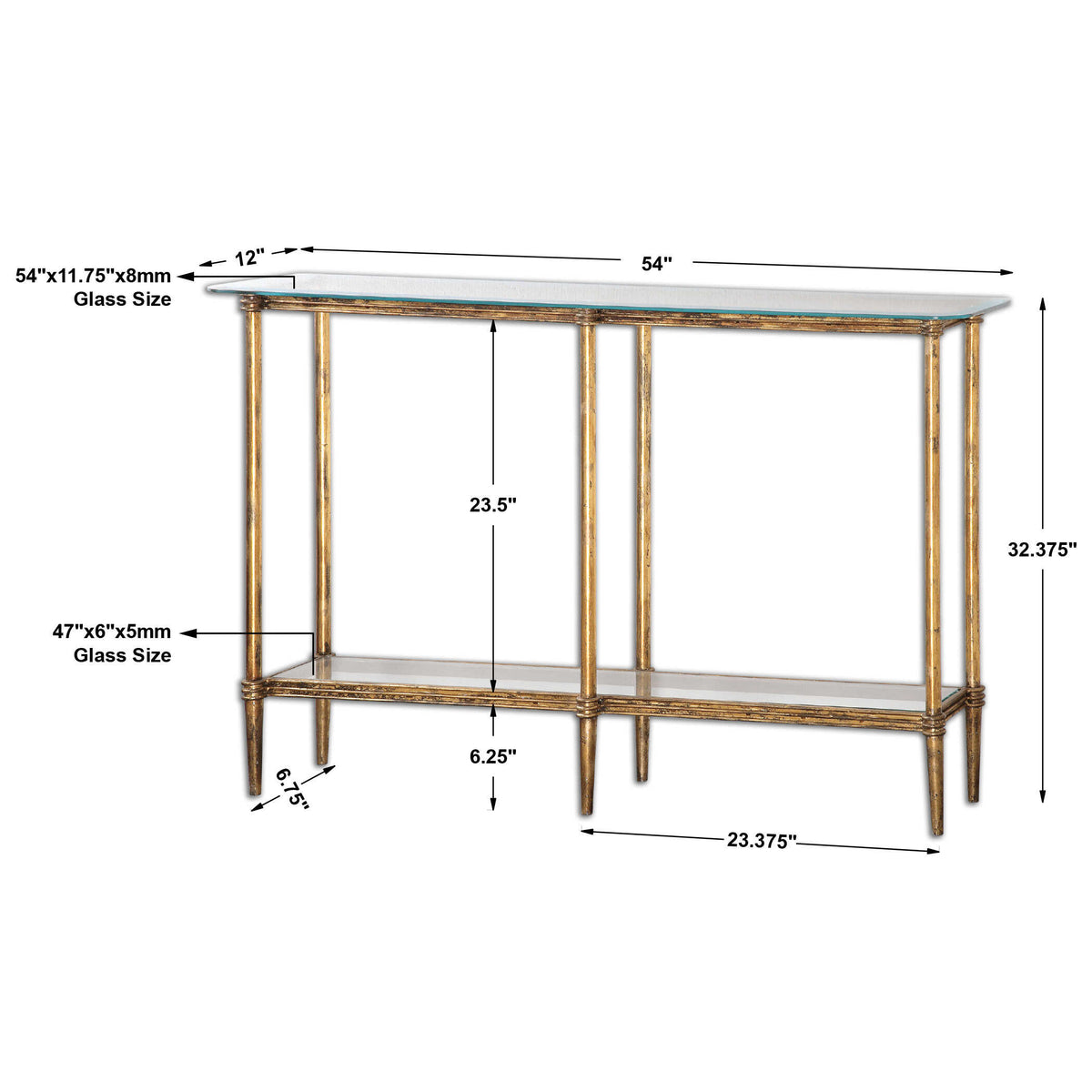 Elenio Gold Glass Console Table - Ornate Home