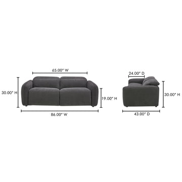 Eli Dusk Grey Power Recliner Sofa - Ornate Home