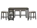 Elias Gray/Gunmetal Gray 5-Piece Dining Table Set - Ornate Home