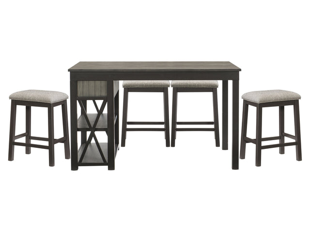 Elias Gray/Gunmetal Gray 5-Piece Dining Table Set - Ornate Home