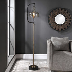 Elieser Brass/Bronze Industrial Floor Lamp - Ornate Home