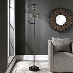Elieser Brass/Bronze Industrial Floor Lamp - Ornate Home