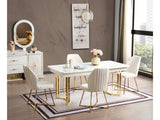 Marsel Cream Dining Room Set (Consol With Mirror & Dining Table & 6 Dining Chair)