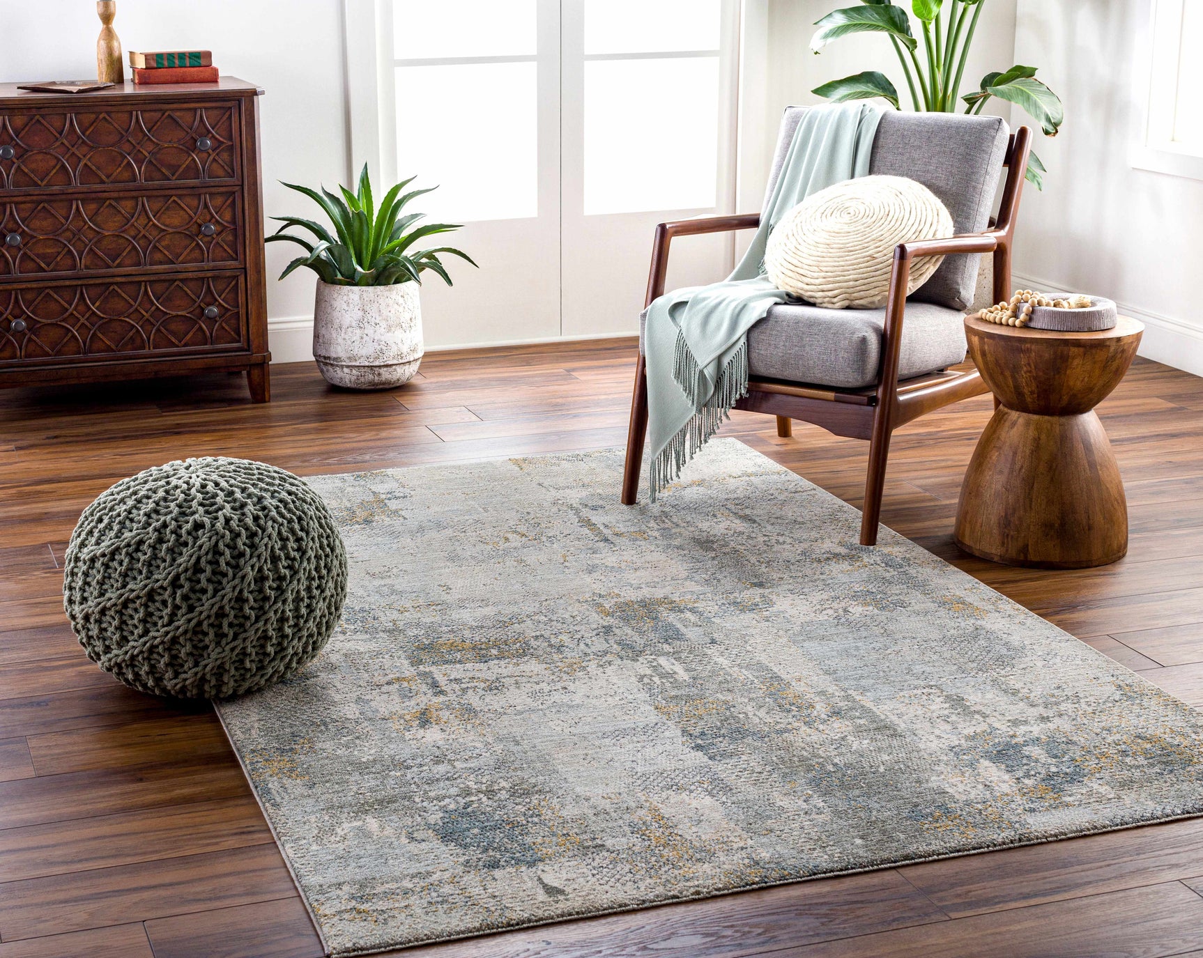 Elina Textured Abstract Rug with Fringes - Ornate Home
