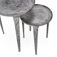 Elinor Antique Nickel Nesting Accent Tables (Set of 2) - Ornate Home