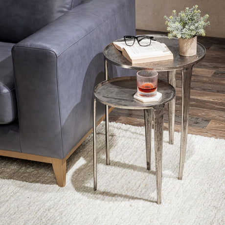 Elinor Antique Nickel Nesting Accent Tables (Set of 2) - Ornate Home