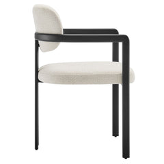 Elio Black/Cream Barrel Fabric and Metal Dining Chair - Ornate Home