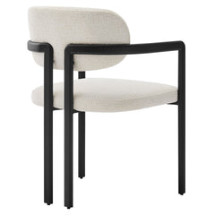 Elio Black/Cream Barrel Fabric and Metal Dining Chair - Ornate Home